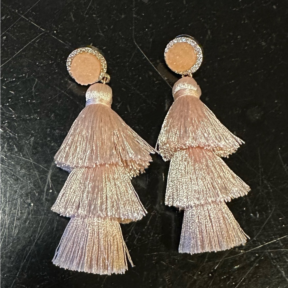 Lisi Lerch Tiered Tassel Earrings EUC Cream
